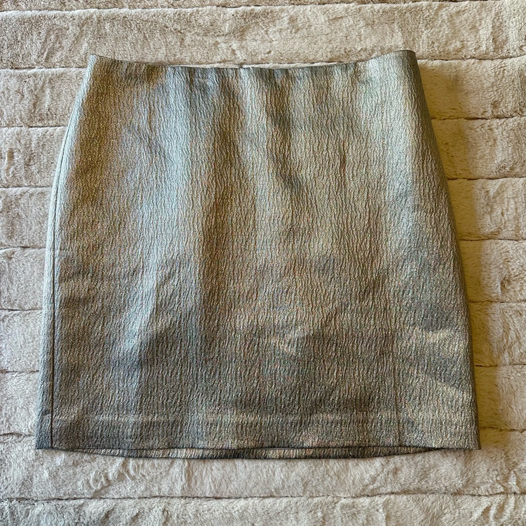 Ann Taylor Metallic Textured Mini Skirt - Silver